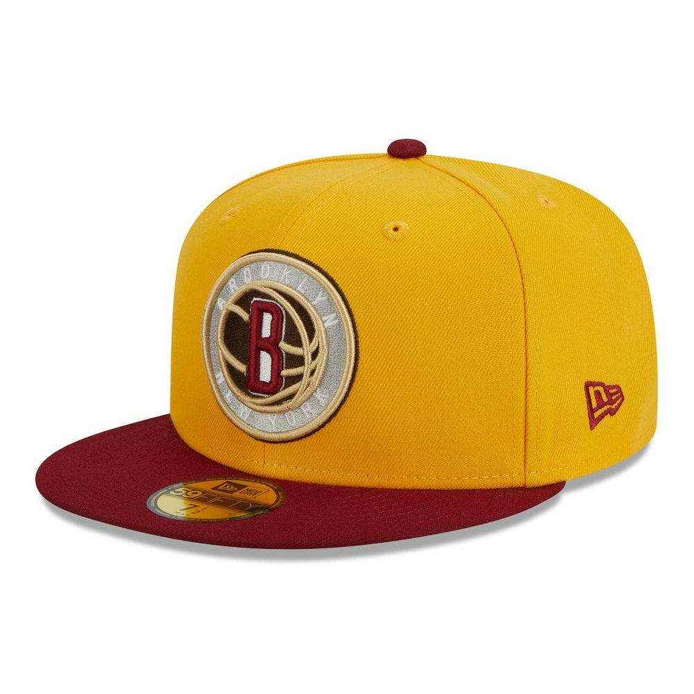 Brooklyn Nets Fall Leaves 2-Tone 59FIFTY Fitted Hat Yellow/Red - NBA