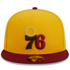 Philadelphia 76ers Fall Leaves 2-Tone 59FIFTY Fitted Hat Yellow/Red - NBA