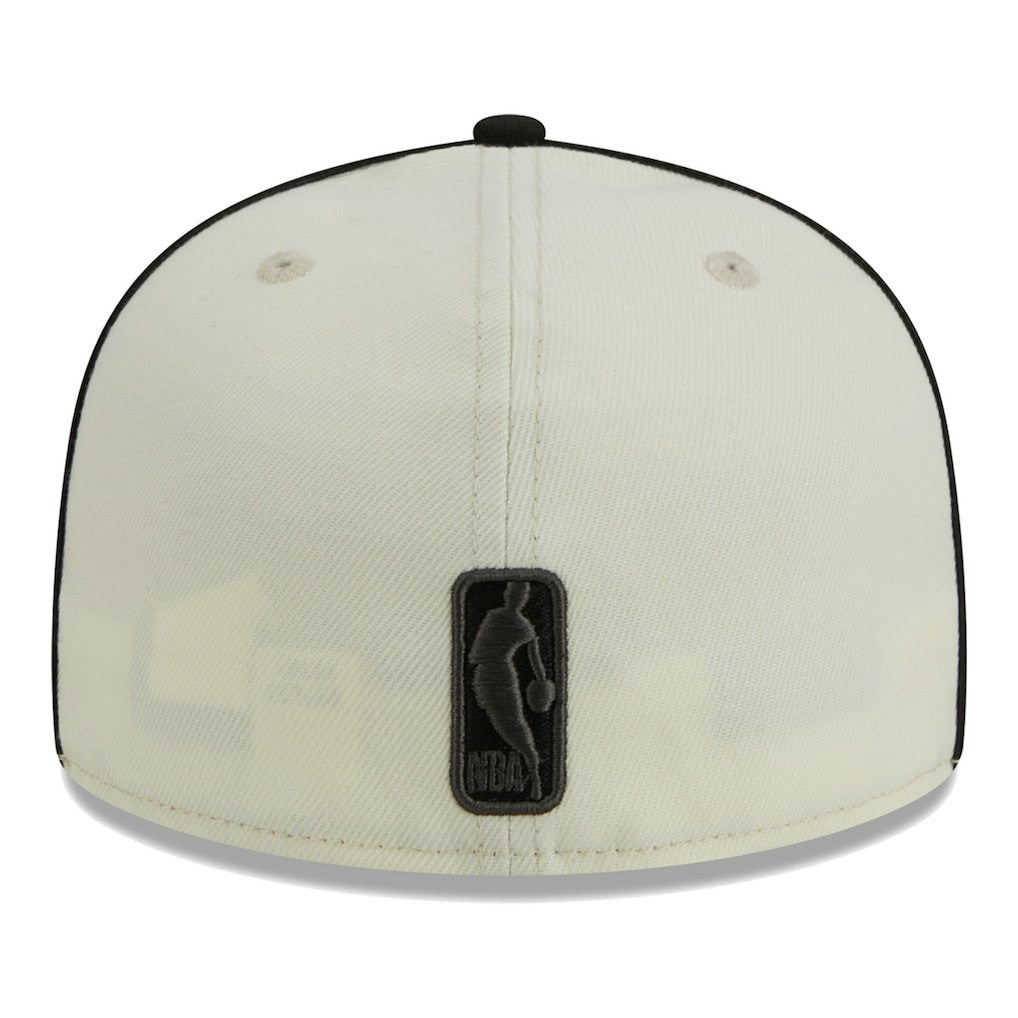 Brooklyn Nets Piping 2-Tone 59FIFTY Fitted Hat Cream/Black - NBA