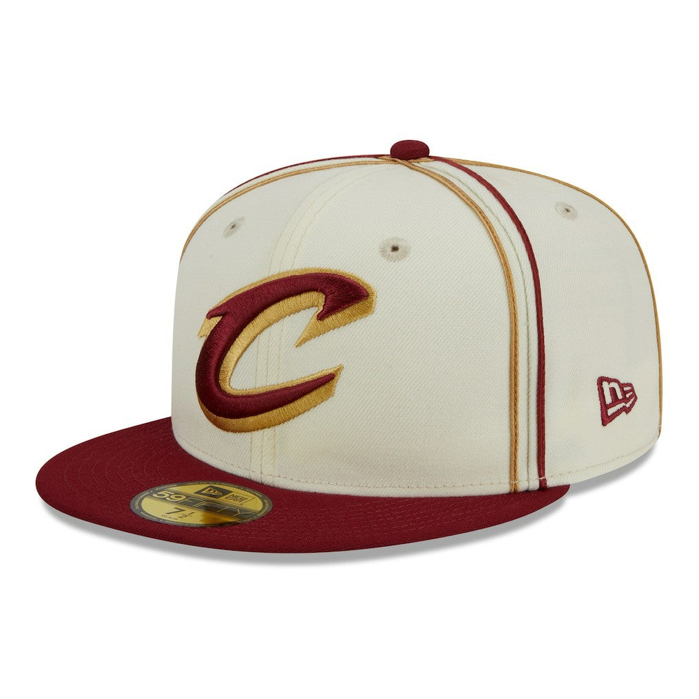 Cleveland Cavaliers Piping 2-Tone 59FIFTY Fitted Hat Cream/Wine - NBA