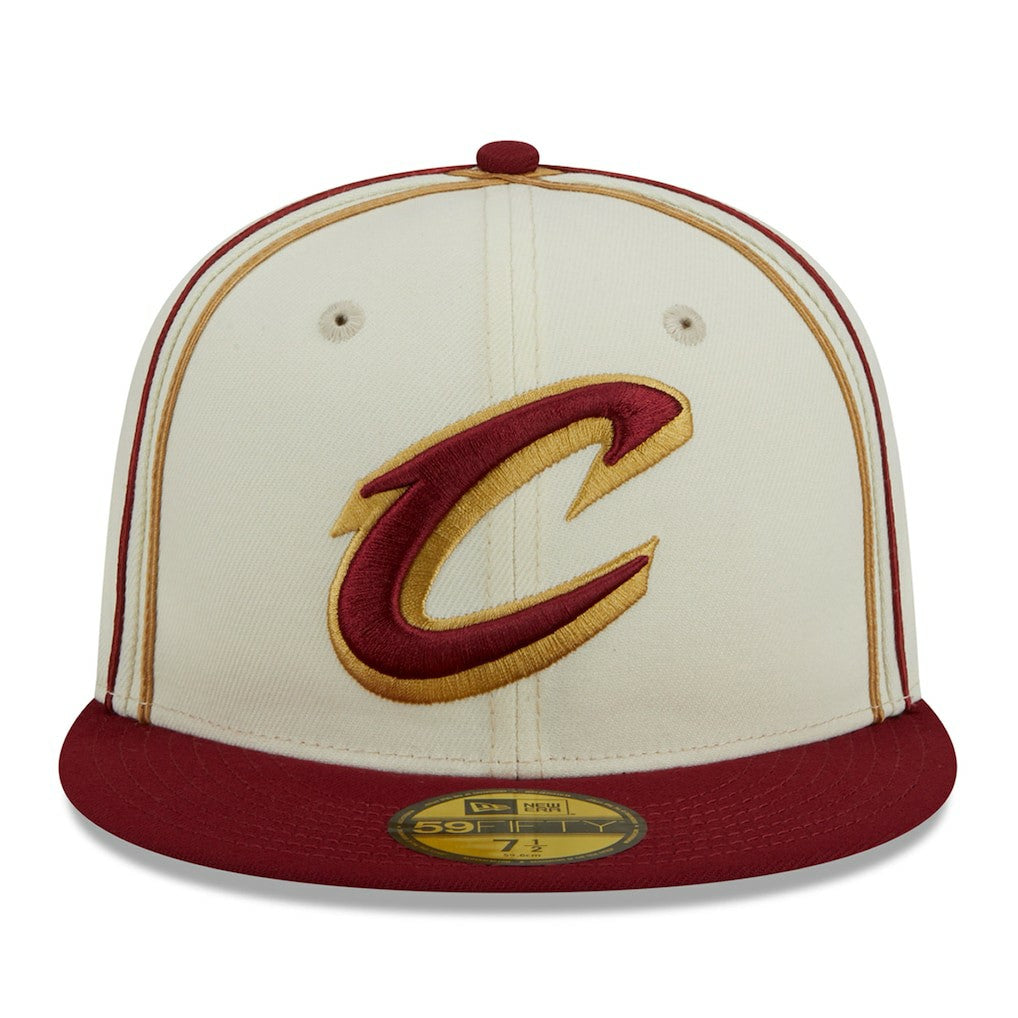 Cleveland Cavaliers Piping 2-Tone 59FIFTY Fitted Hat Cream/Wine - NBA