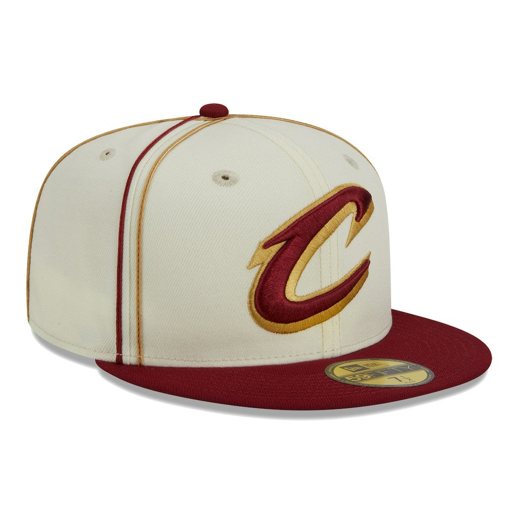 Cleveland Cavaliers Piping 2-Tone 59FIFTY Fitted Hat Cream/Wine - NBA