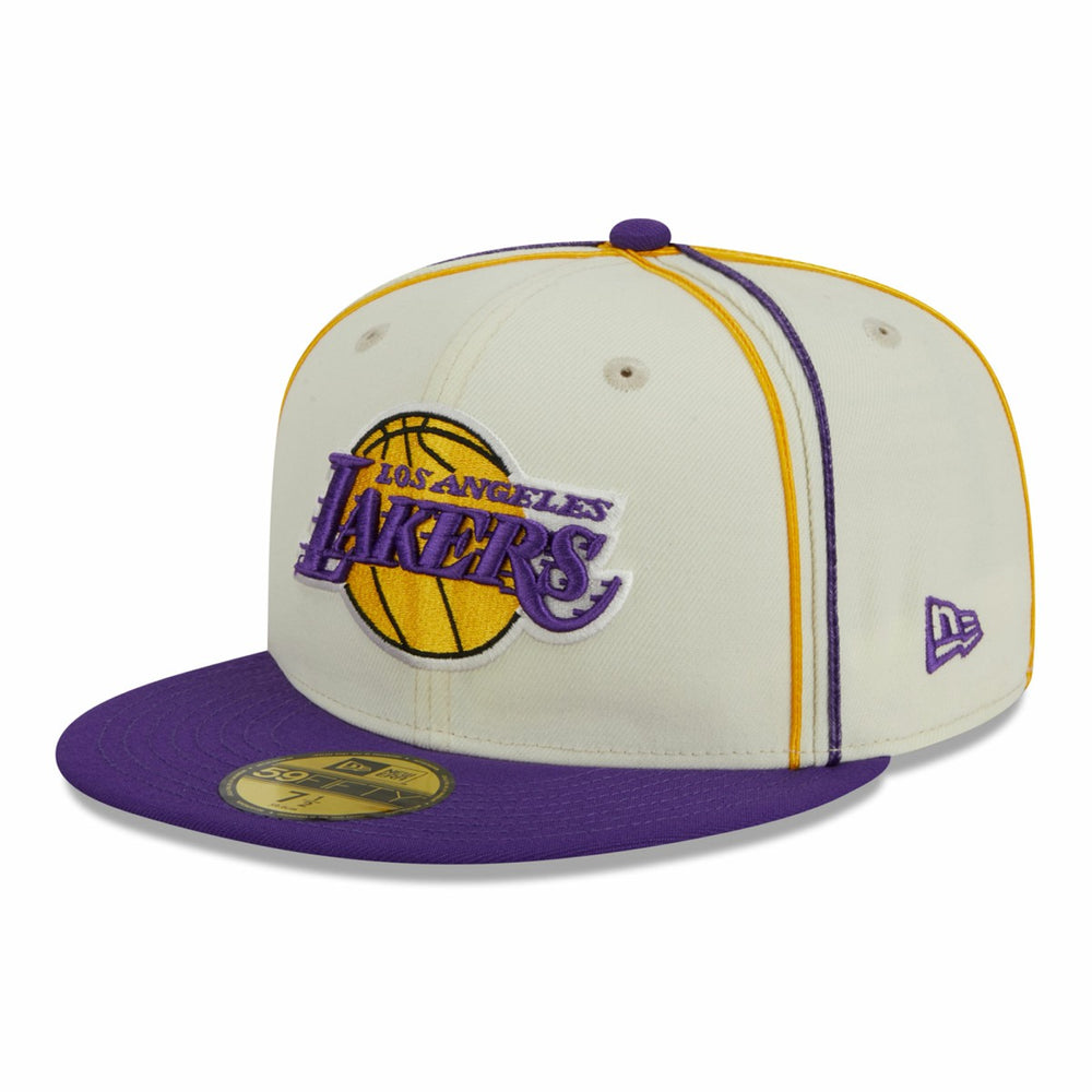 Los Angeles Lakers Piping 2-Tone 59FIFTY Fitted Hat Cream/Purple - NBA