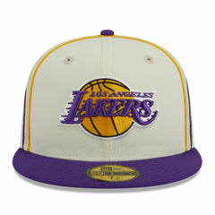 Los Angeles Lakers Piping 2-Tone 59FIFTY Fitted Hat Cream/Purple - NBA