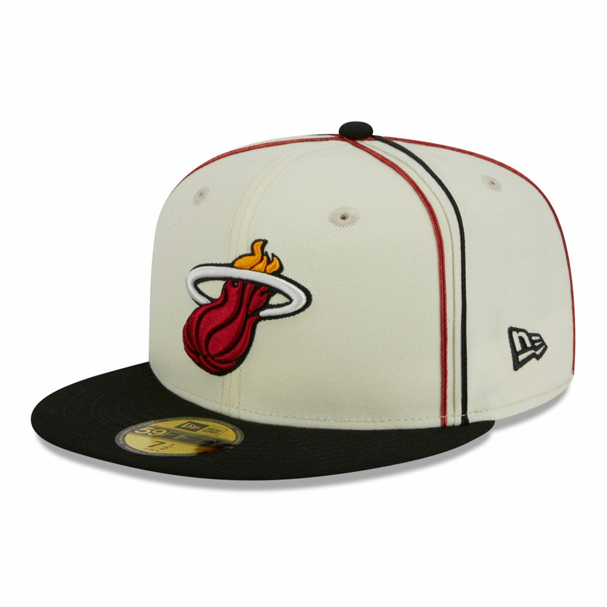 Miami Heat Piping 2-Tone 59FIFTY Fitted Hat Cream/Black - NBA