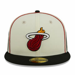 Miami Heat Piping 2-Tone 59FIFTY Fitted Hat Cream/Black - NBA