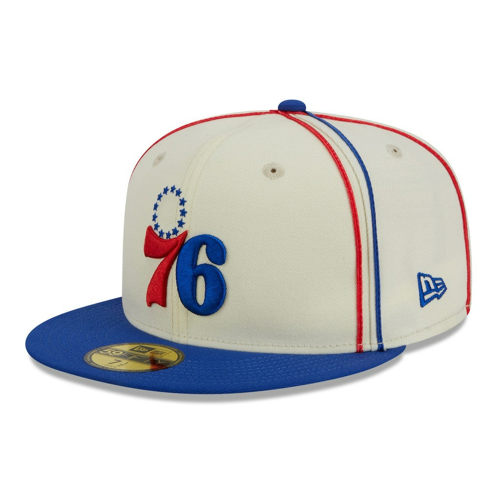 Philadelphia 76ers Piping 2-Tone 59FIFTY Fitted Hat Cream/Royal - NBA