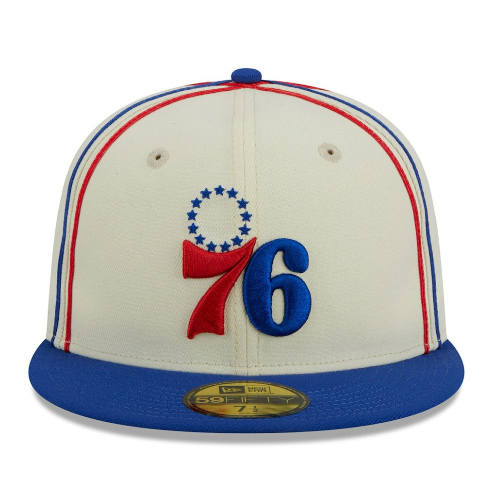 Philadelphia 76ers Piping 2-Tone 59FIFTY Fitted Hat Cream/Royal - NBA
