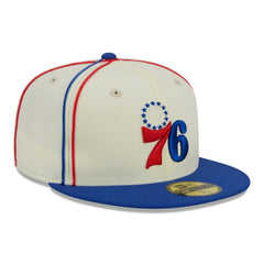Philadelphia 76ers Piping 2-Tone 59FIFTY Fitted Hat Cream/Royal - NBA