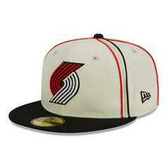Portland Trail Blazers Piping 2-Tone 59FIFTY Fitted Hat Cream/Black - NBA