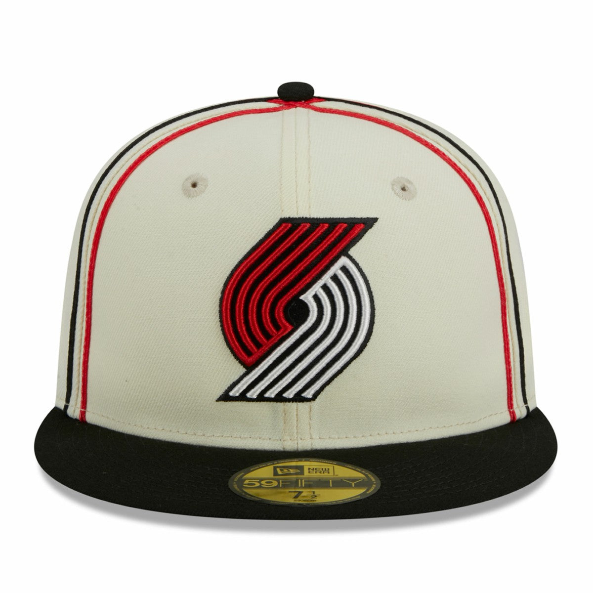 Portland Trail Blazers Piping 2-Tone 59FIFTY Fitted Hat Cream/Black - NBA