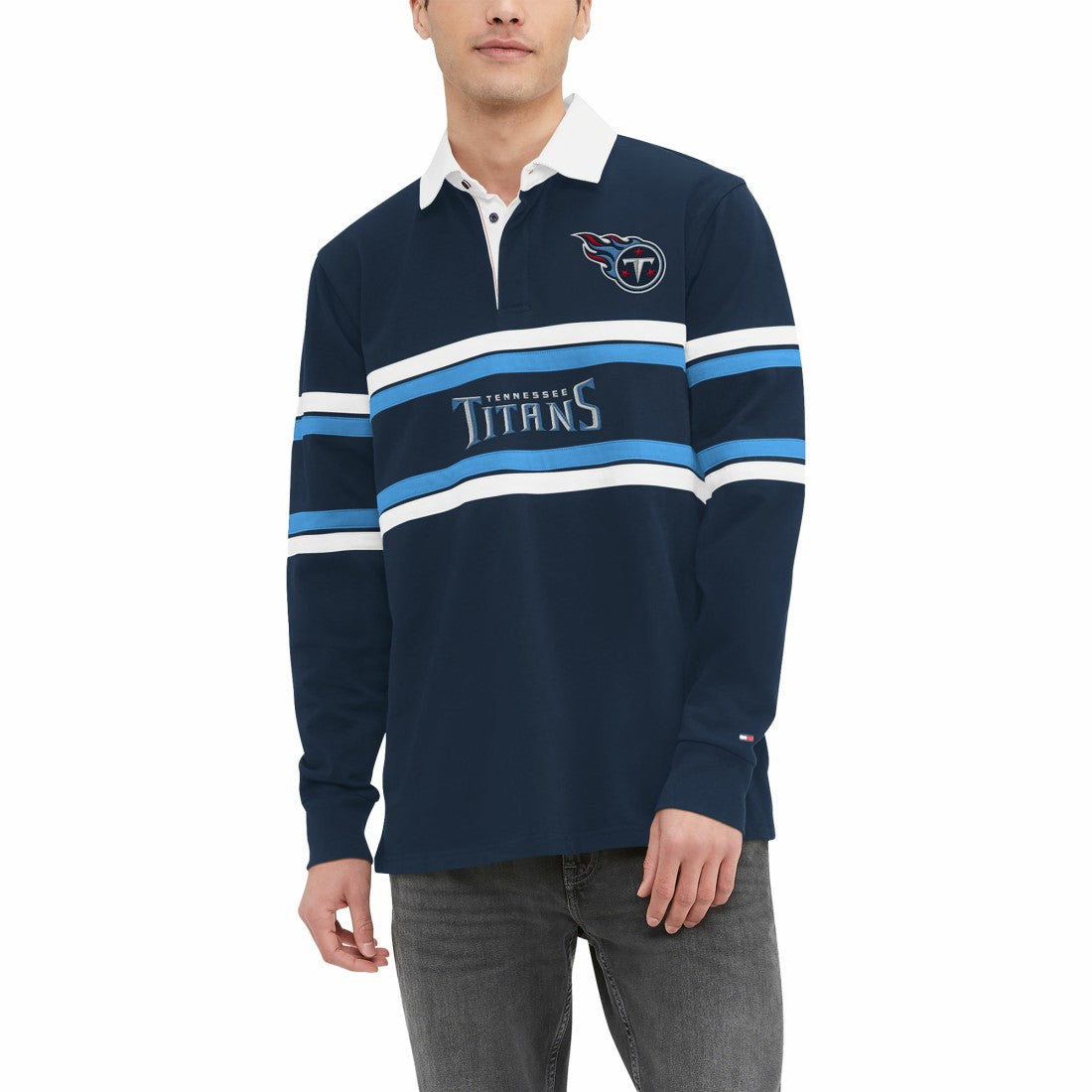 Tennessee Titans Tommy Hilfiger Cory Varsity Rugby Long Sleeve T-Shirt Navy | NFL
