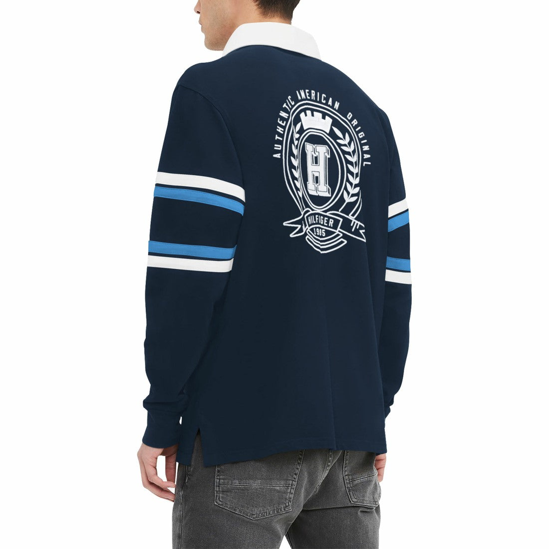 Tennessee Titans Tommy Hilfiger Cory Varsity Rugby Long Sleeve T-Shirt Navy | NFL