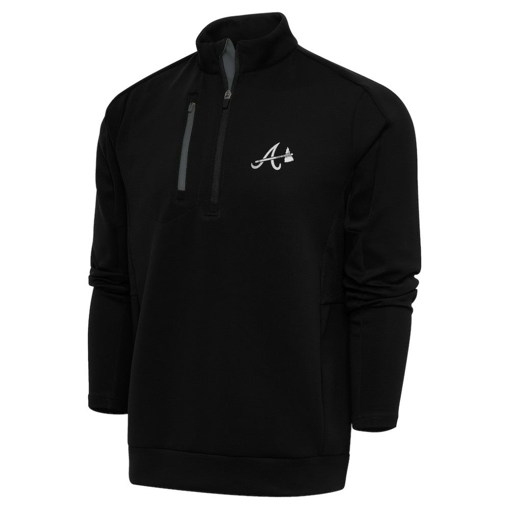 Atlanta Braves Antigua Metallic Generation Quarter-Zip Pullover Top - MLB