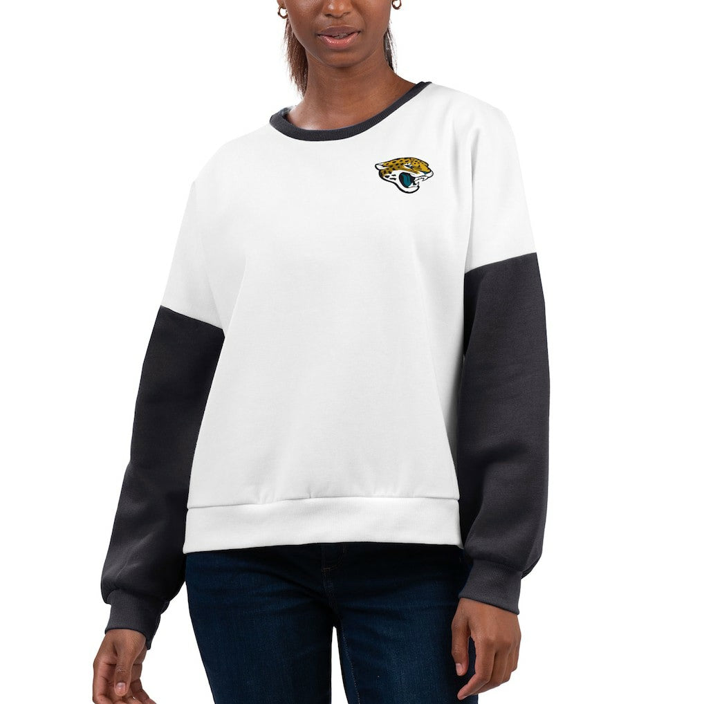 Jacksonville Jaguars G-III 4Her by Carl Banks Women's A-Game Pullover Sweatshirt White | NFL