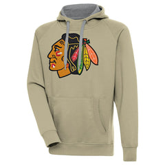 Chicago Blackhawks Antigua Victory Pullover Hoodie - Khaki - NHL