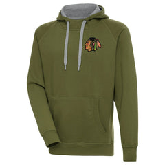 Chicago Blackhawks Antigua Victory Pullover Hoodie - Olive - NHL
