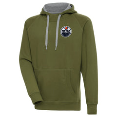 Edmonton Oilers Antigua Victory Pullover Hoodie - Olive - NHL