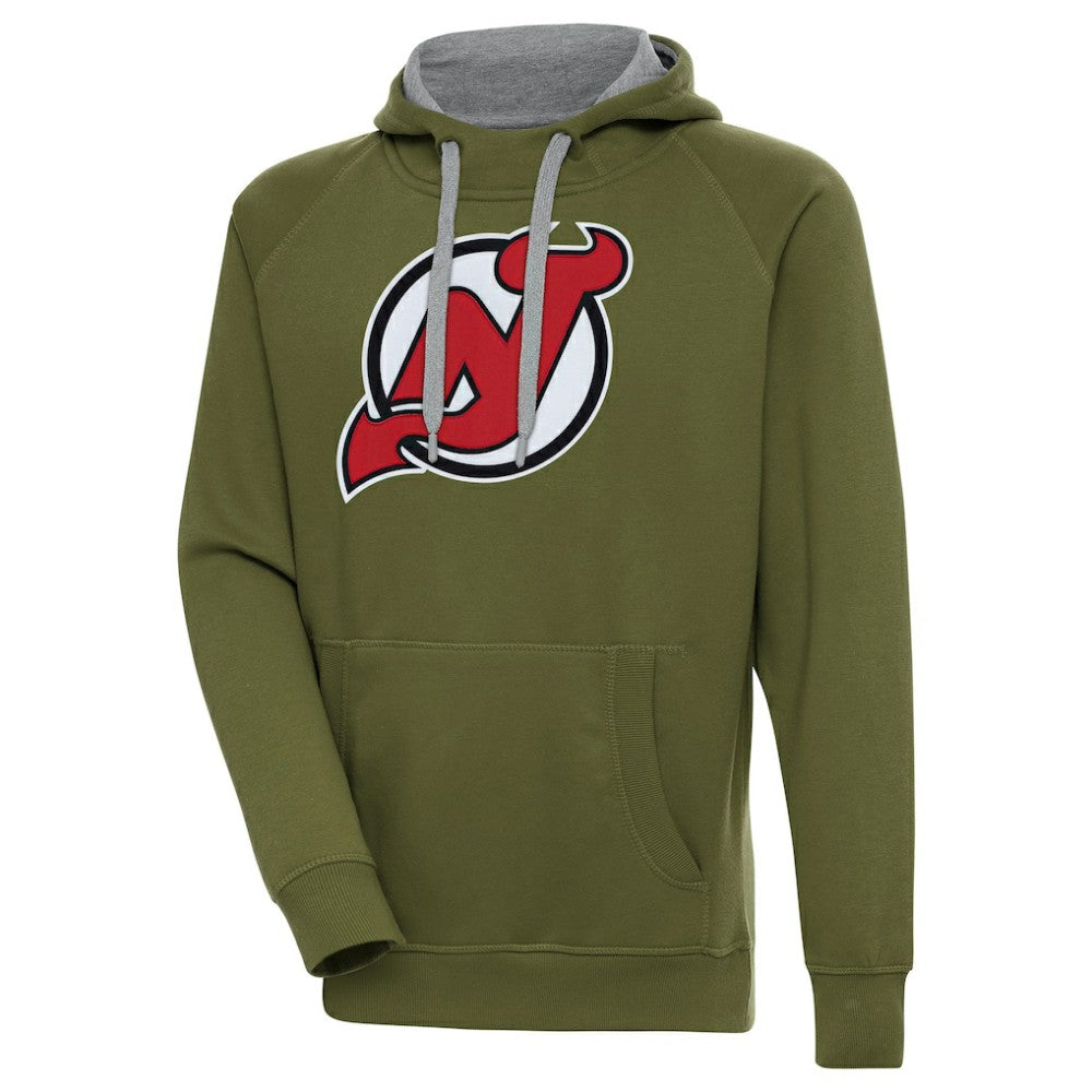 New Jersey Devils Antigua Victory Pullover Hoodie - Olive - NHL
