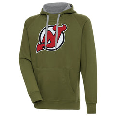 New Jersey Devils Antigua Victory Pullover Hoodie - Olive - NHL