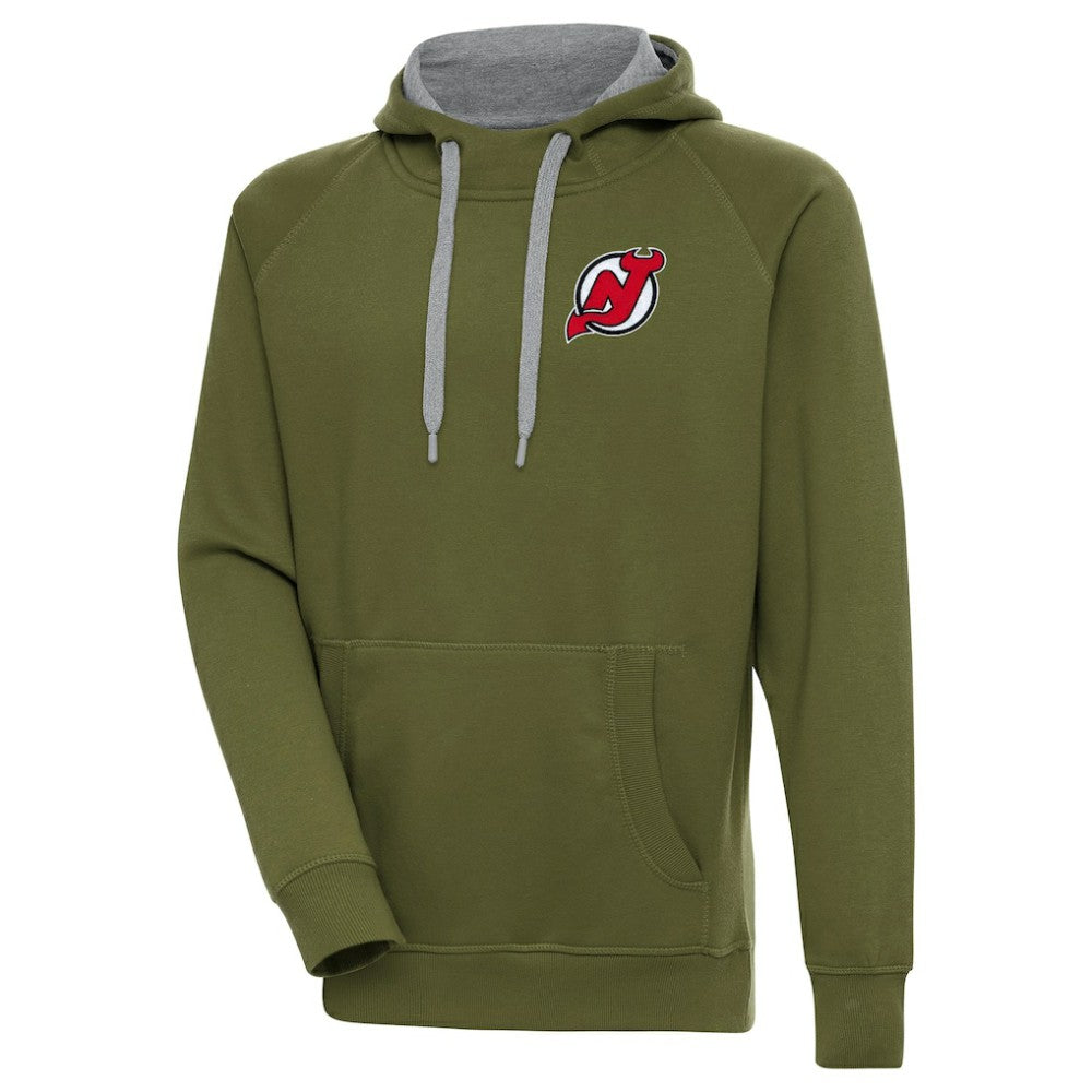 New Jersey Devils Antigua Victory Pullover Hoodie - Olive - NHL