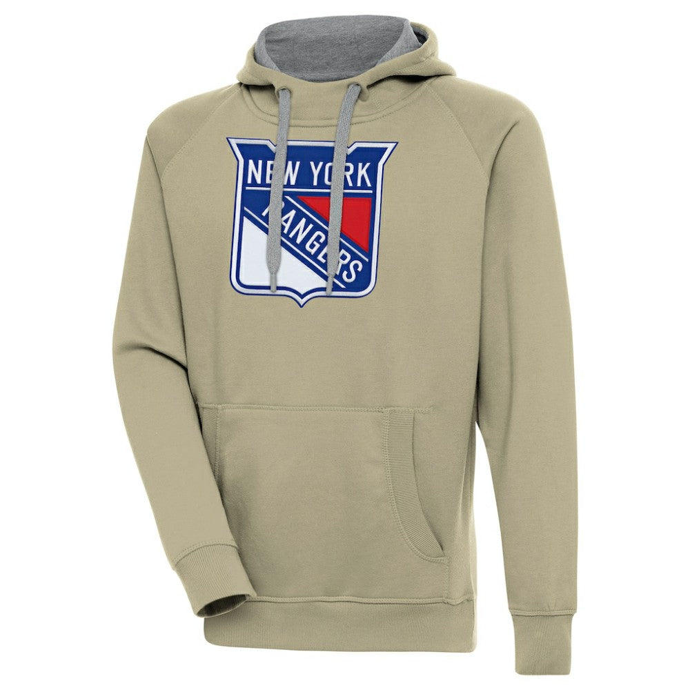 New York Rangers Antigua Victory Pullover Hoodie - Khaki - NHL
