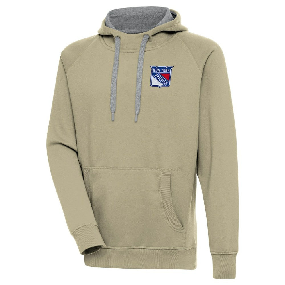 New York Rangers Antigua Victory Pullover Hoodie - Khaki - NHL