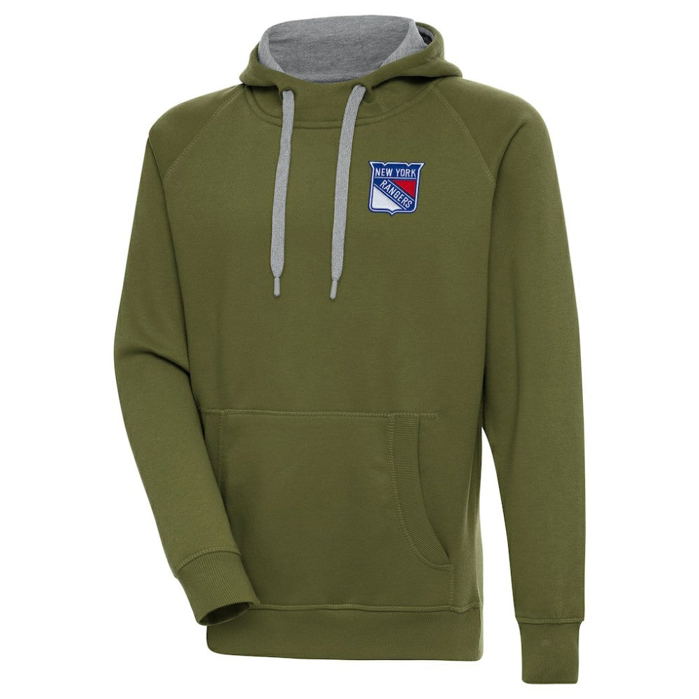 New York Rangers Antigua Victory Pullover Hoodie - Olive - NHL