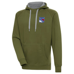 New York Rangers Antigua Victory Pullover Hoodie - Olive - NHL
