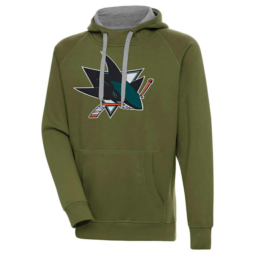 San Jose Sharks Antigua Victory Pullover Hoodie - Olive - NHL