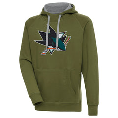 San Jose Sharks Antigua Victory Pullover Hoodie - Olive - NHL