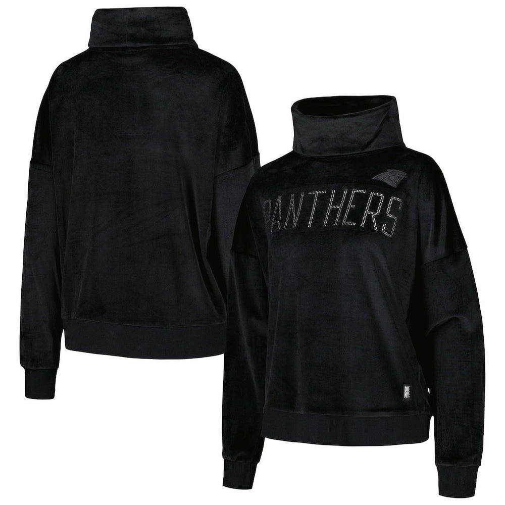 Carolina Panthers DKNY Sport Women's Deliliah Rhinestone Funnel Neck Pullover Sweatshirt Black | NFL