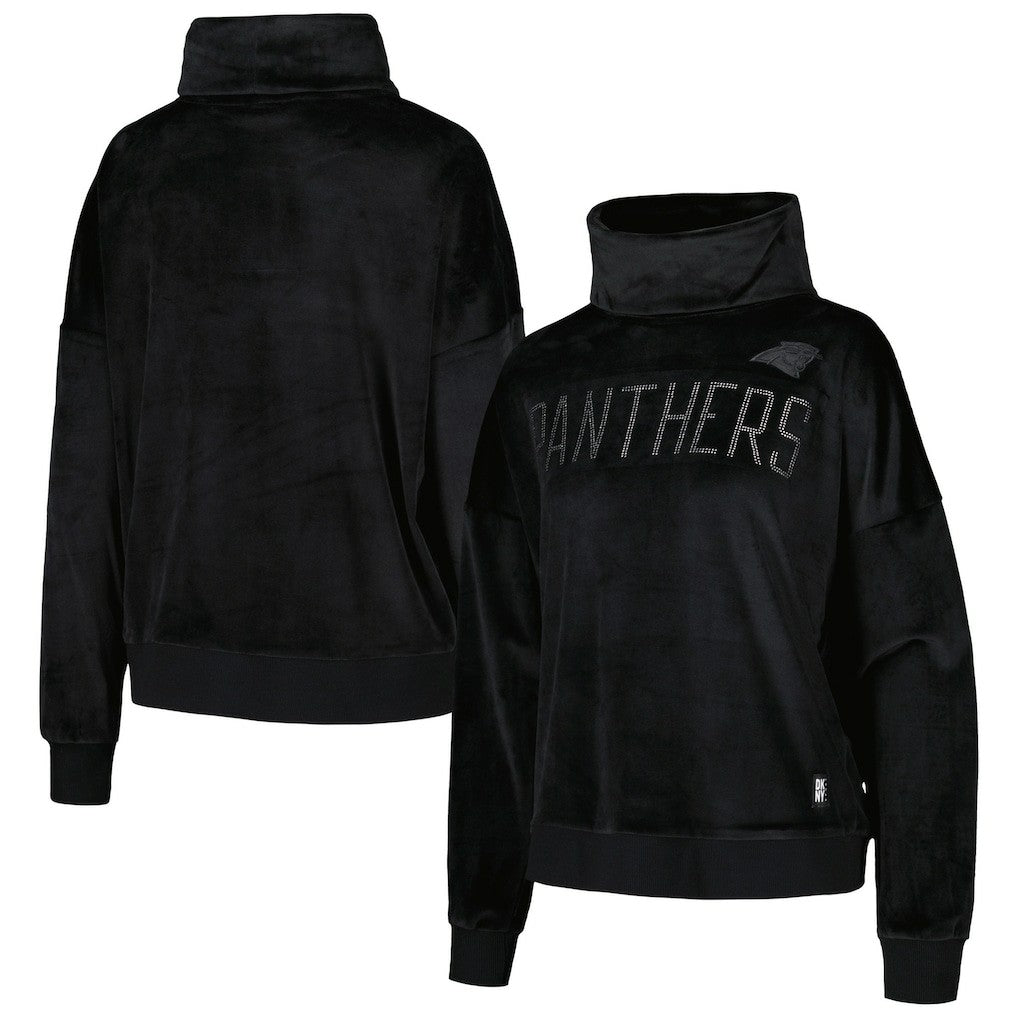 Carolina Panthers DKNY Sport Women's Deliliah Rhinestone Funnel Neck Pullover Sweatshirt Black | NFL
