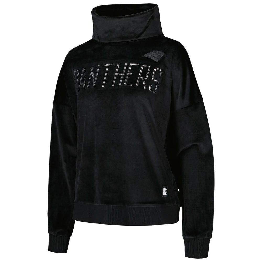 Carolina Panthers DKNY Sport Women's Deliliah Rhinestone Funnel Neck Pullover Sweatshirt Black | NFL