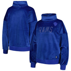 Los Angeles Rams DKNY Sport Women's Deliliah Rhinestone Funnel Neck Pullover Sweatshirt Royal | NFL