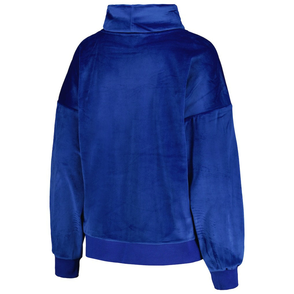 Los Angeles Rams DKNY Sport Women's Deliliah Rhinestone Funnel Neck Pullover Sweatshirt Royal | NFL