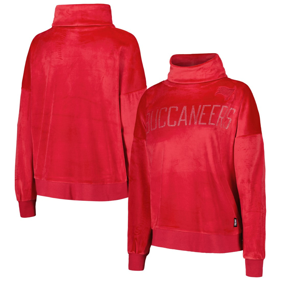 Tampa Bay Buccaneers DKNY Sport Women's Deliliah Rhinestone Funnel Neck Pullover Sweatshirt Red | NFL