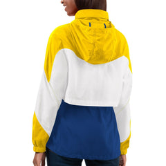 Los Angeles Rams G-III 4Her by Carl Banks Women's Tie Breaker Lightweight Quarter-Zip Jacket Royal/Gold | NFL