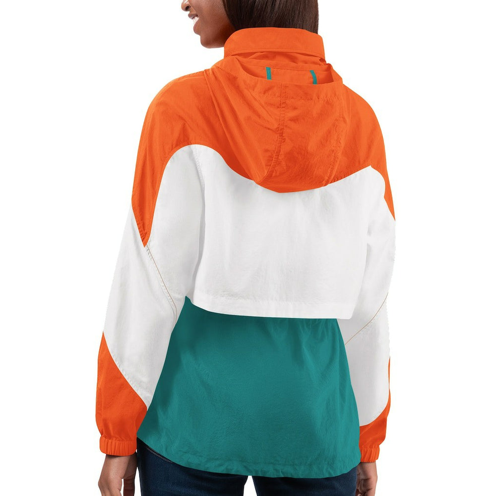 Miami Dolphins G-III 4Her by Carl Banks Women's Tie Breaker Lightweight Quarter-Zip Jacket Aqua/Orange | NFL
