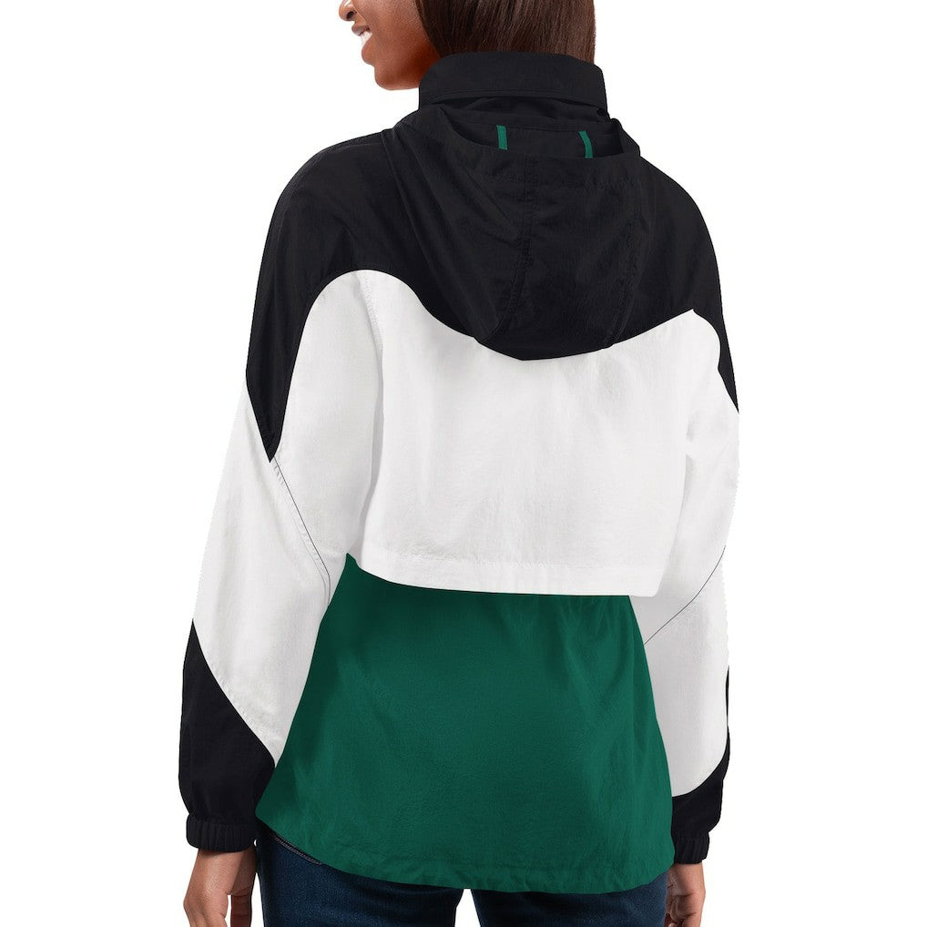 New York Jets G-III 4Her by Carl Banks Women's Tie Breaker Lightweight Quarter-Zip Jacket Green/Black | NFL