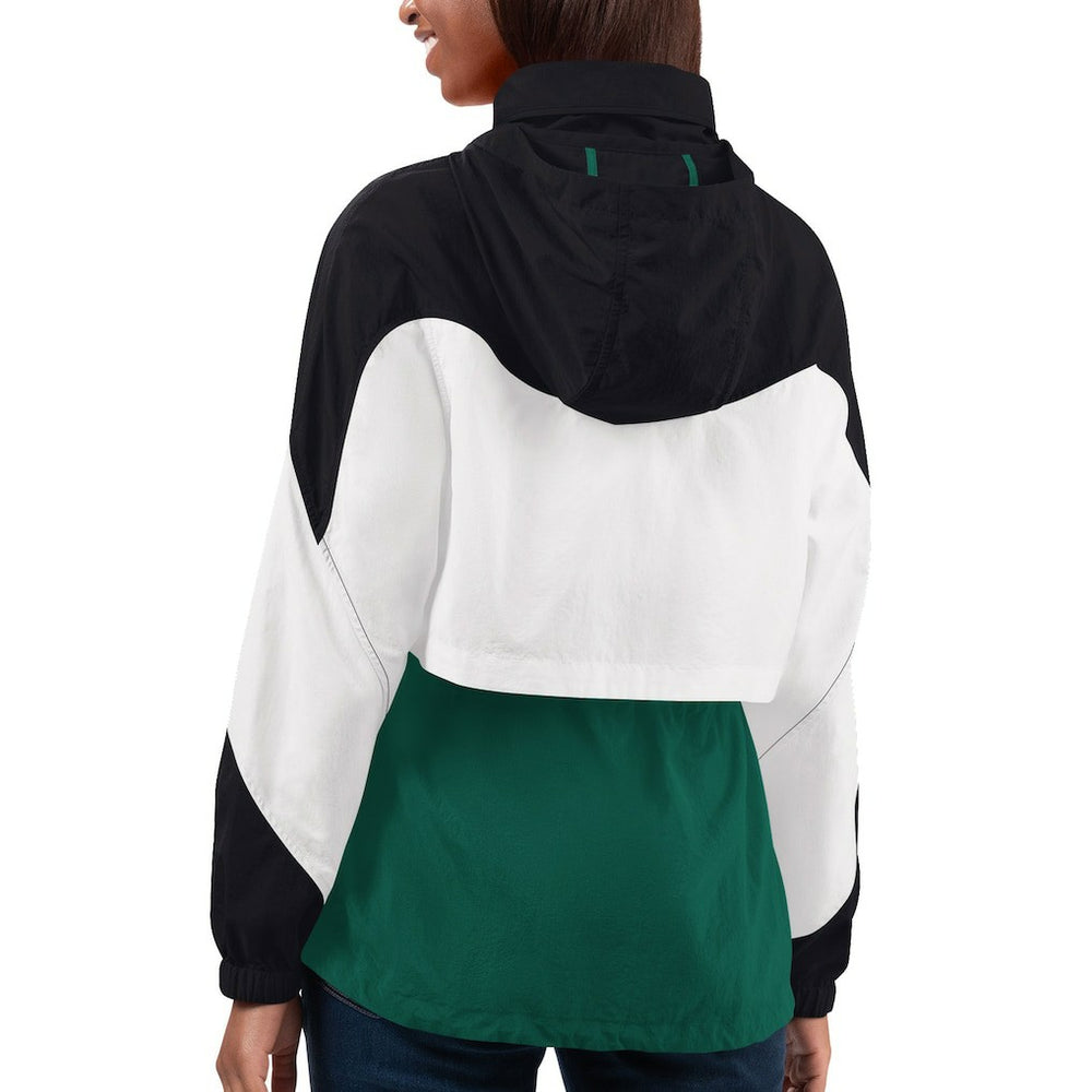 New York Jets G-III 4Her by Carl Banks Women's Tie Breaker Lightweight Quarter-Zip Jacket Green/Black | NFL