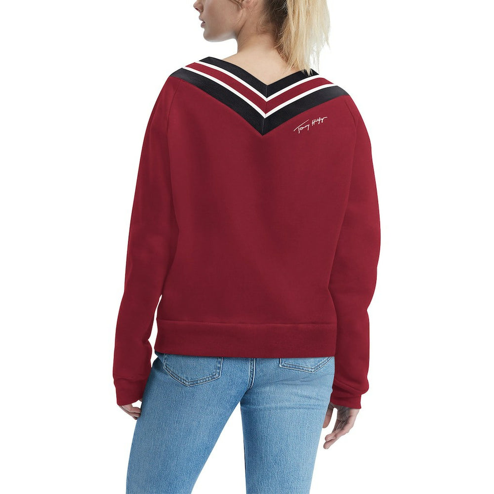 Arizona Cardinals Tommy Hilfiger Women's Heidi V-Neck Pullover Sweatshirt Cardinal | NFL