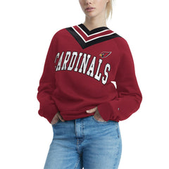 Arizona Cardinals Tommy Hilfiger Women's Heidi V-Neck Pullover Sweatshirt Cardinal | NFL