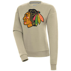 Chicago Blackhawks Antigua Women's Victory Pullover Sweatshirt - Khaki - NHL
