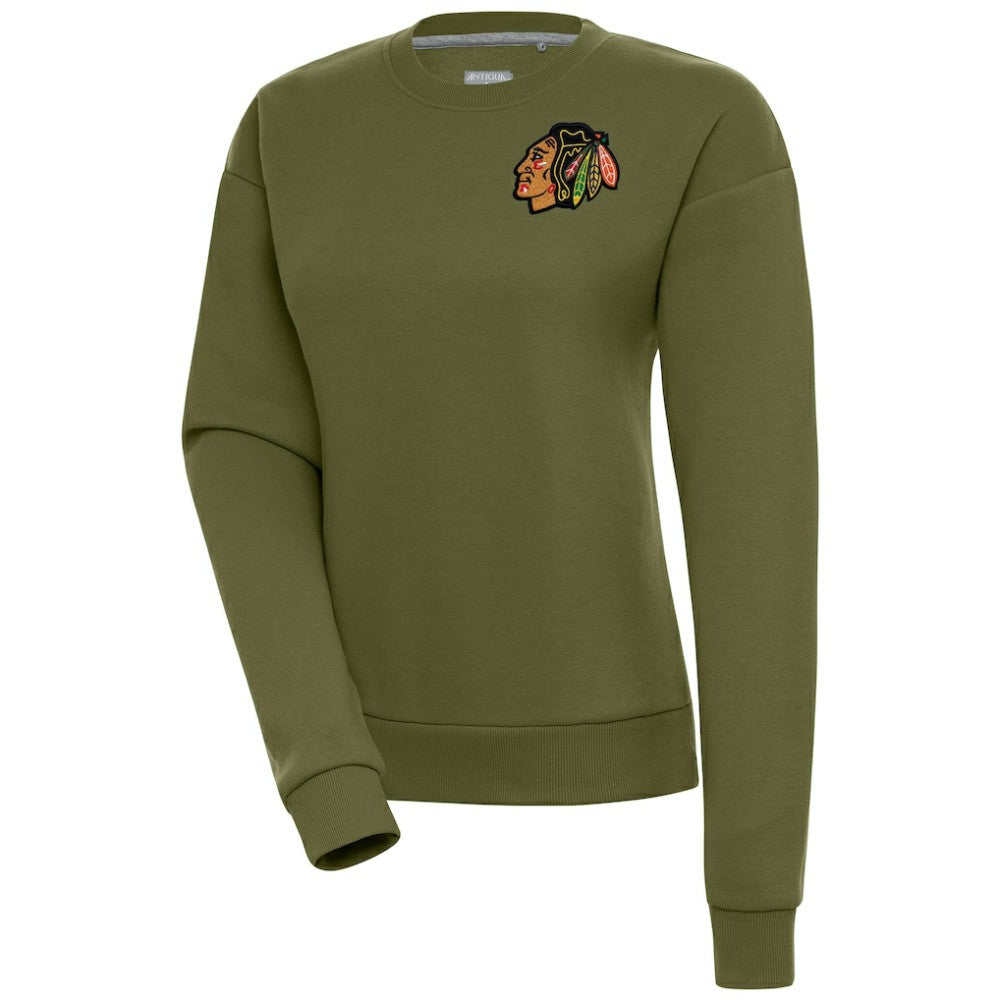 Chicago Blackhawks Antigua Women's Victory Pullover Sweatshirt - Olive - NHL