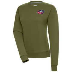Columbus Blue Jackets Antigua Women's Victory Pullover Sweatshirt - Olive - NHL