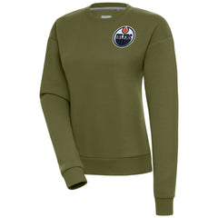 Edmonton Oilers Antigua Women's Victory Pullover Sweatshirt - Olive - NHL