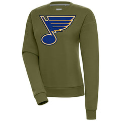 St. Louis Blues Antigua Women's Victory Pullover Sweatshirt - Olive - NHL