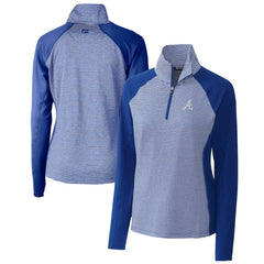Atlanta Braves Cutter & Buck Women's DryTec Forge Tonal Stripe Half-Zip Top - MLB