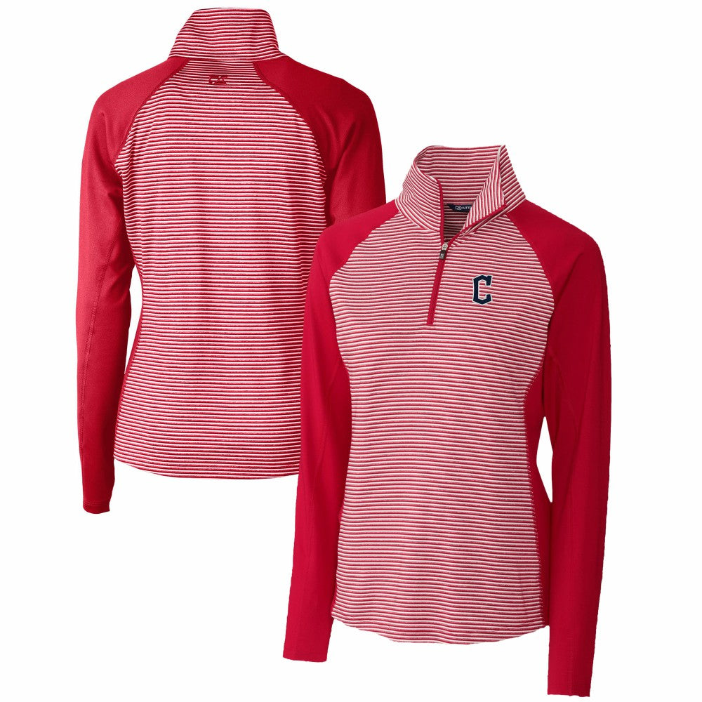 Cleveland Guardians Cutter & Buck Women's DryTec Forge Tonal Stripe Half-Zip Top - MLB